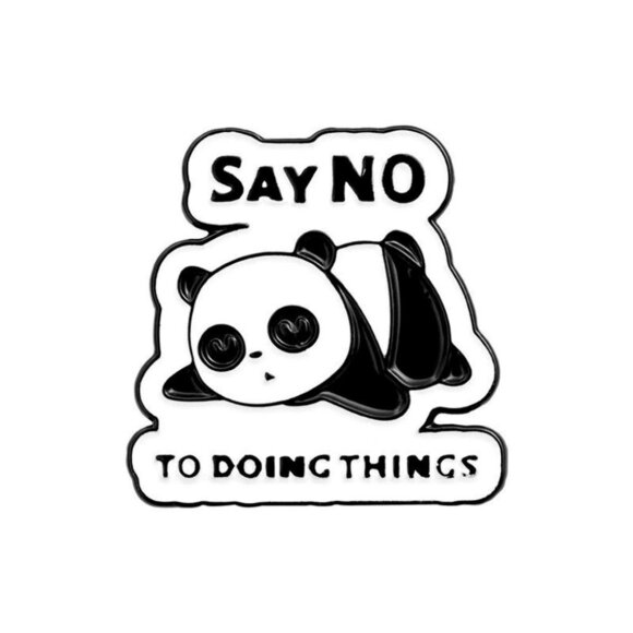 5/$20 Say No to Doing Things Fat Tired Funny Panda Bear Lapel Pin - Picture 1 of 3